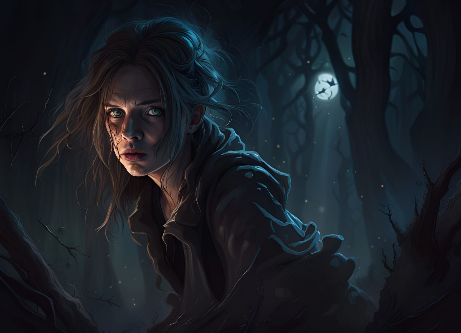 Hyperdetailed Zombie Girl in Horror Scene