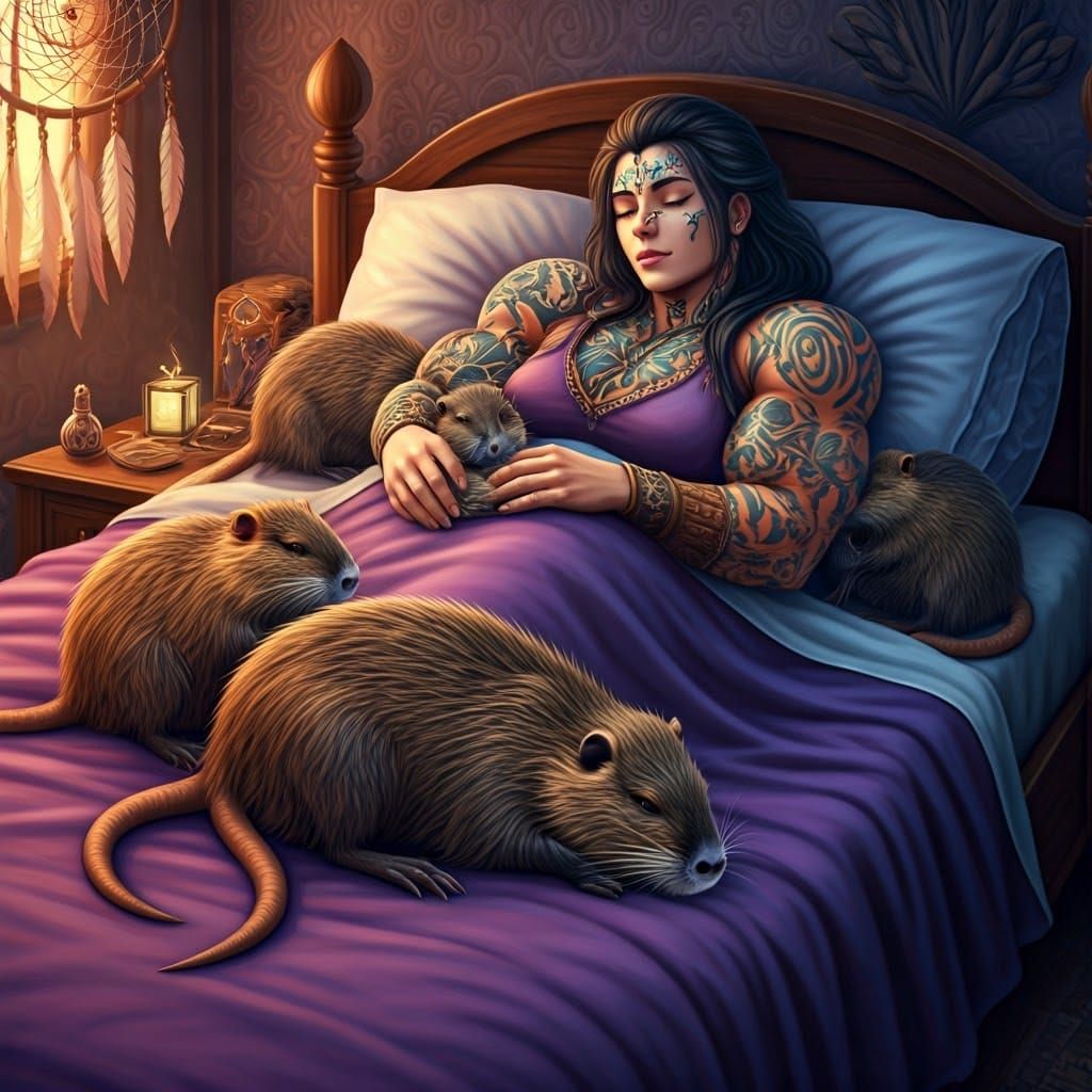 Warrior-Witch Sleeps with Nutrias in Witchy Room
