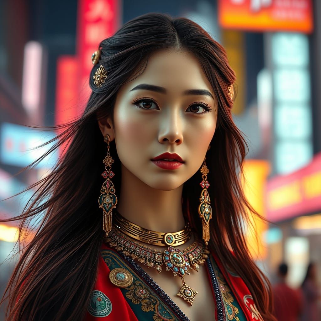 Futuristic Chinese Woman Portrait in Cinematic Style