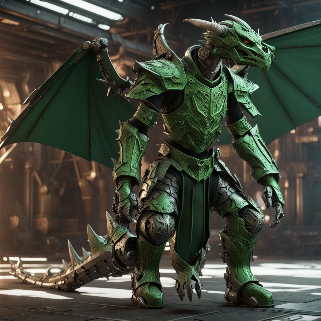 Dragonborn Warrior in Futuristic Armor