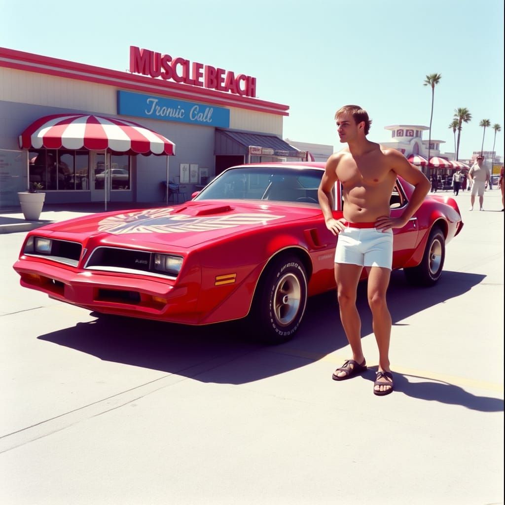 Red 1974 Pontiac Trans Am SD455, with added pinstripe detail...