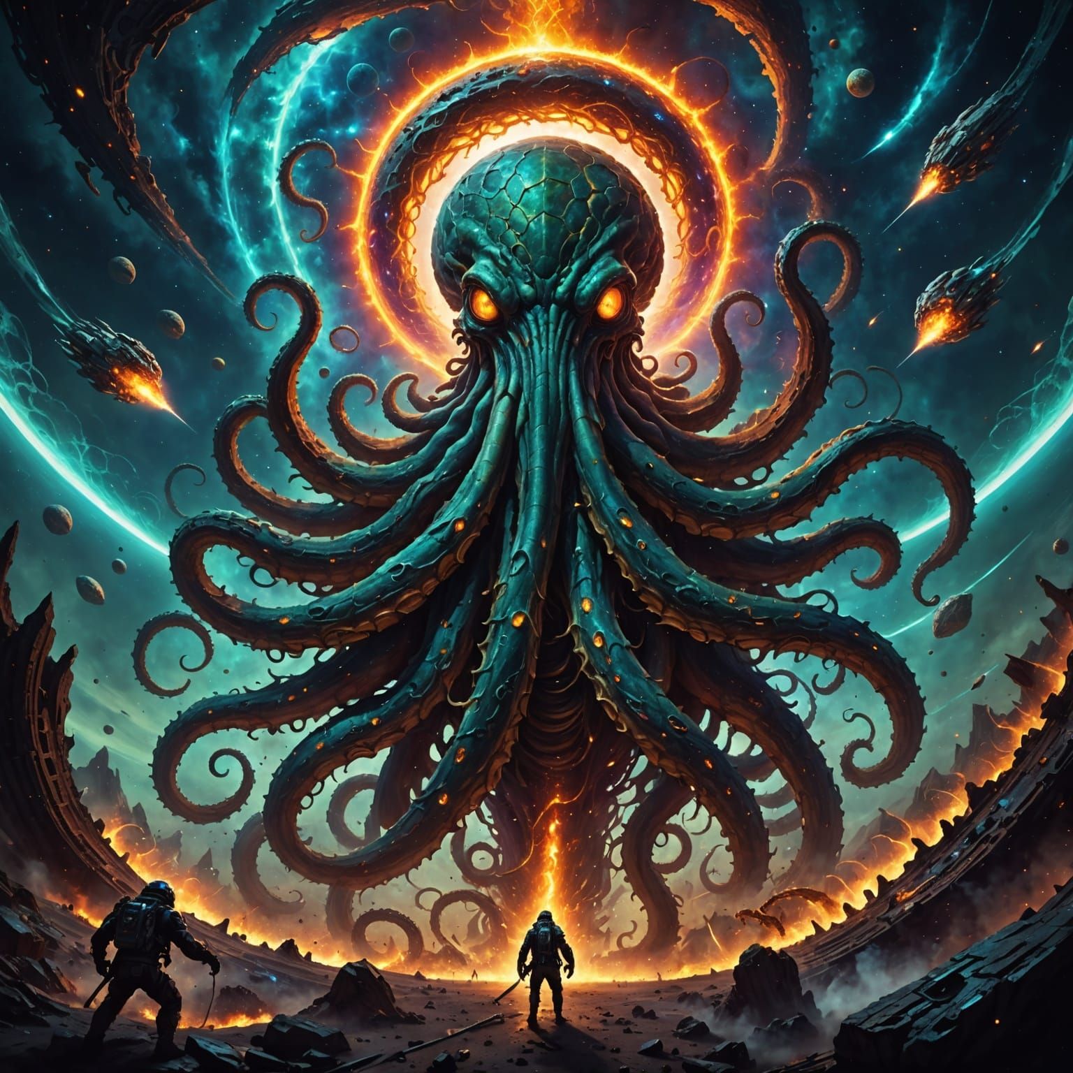 Bio-Mechanical Kraken Emerges from Cosmic Vortex