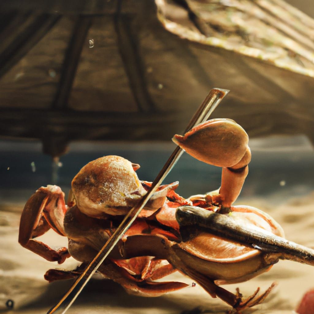 Fiddler Crab Plays Violin in 3D Render