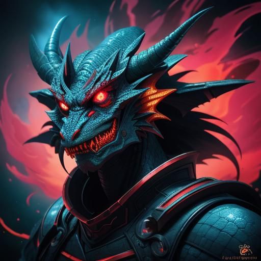 Dragonthar Concept Art: Space Monster with Neon Accents