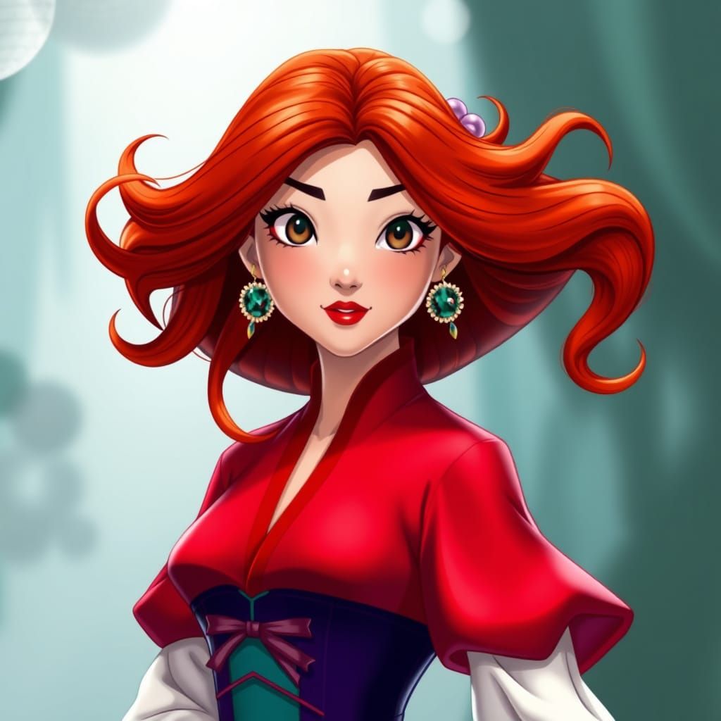 Gothic Rock Mulan with Red Hair