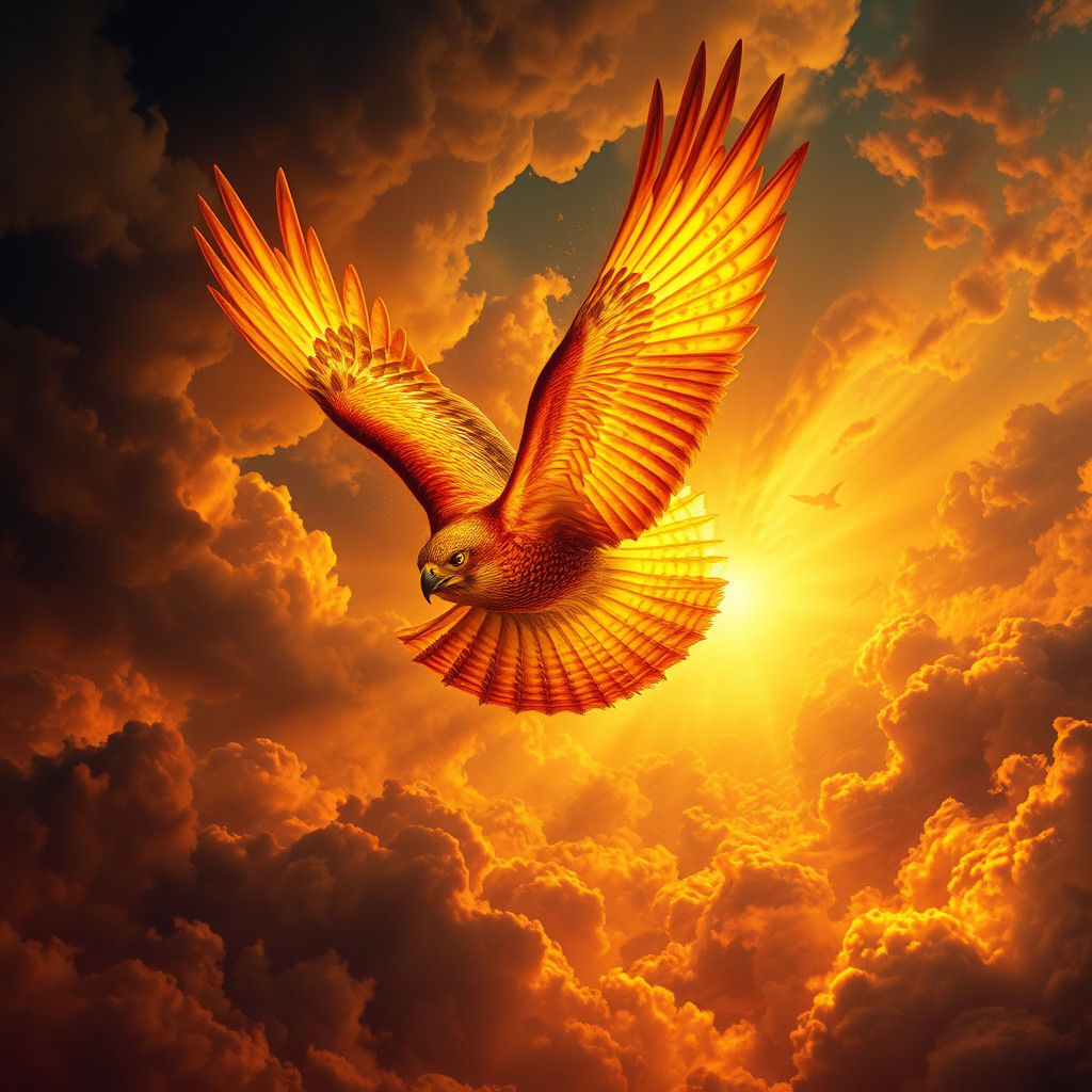 Fiery Falcon Soaring Through a Cinematic Dreamscape