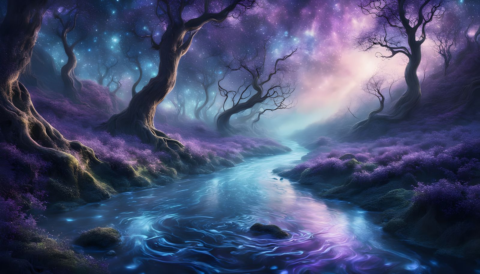 Magical River Flowing Like a Liquid Night Sky