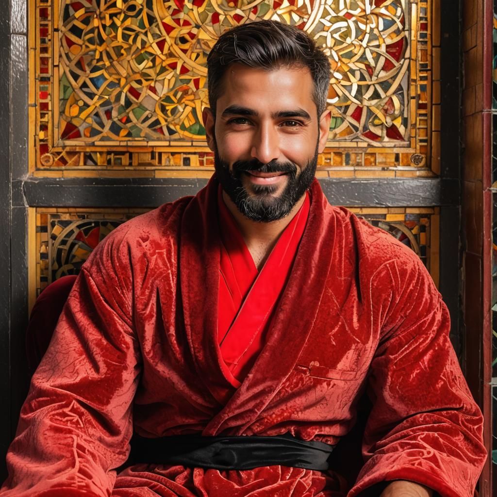 Arab American Man in Velvet Robes Portrait