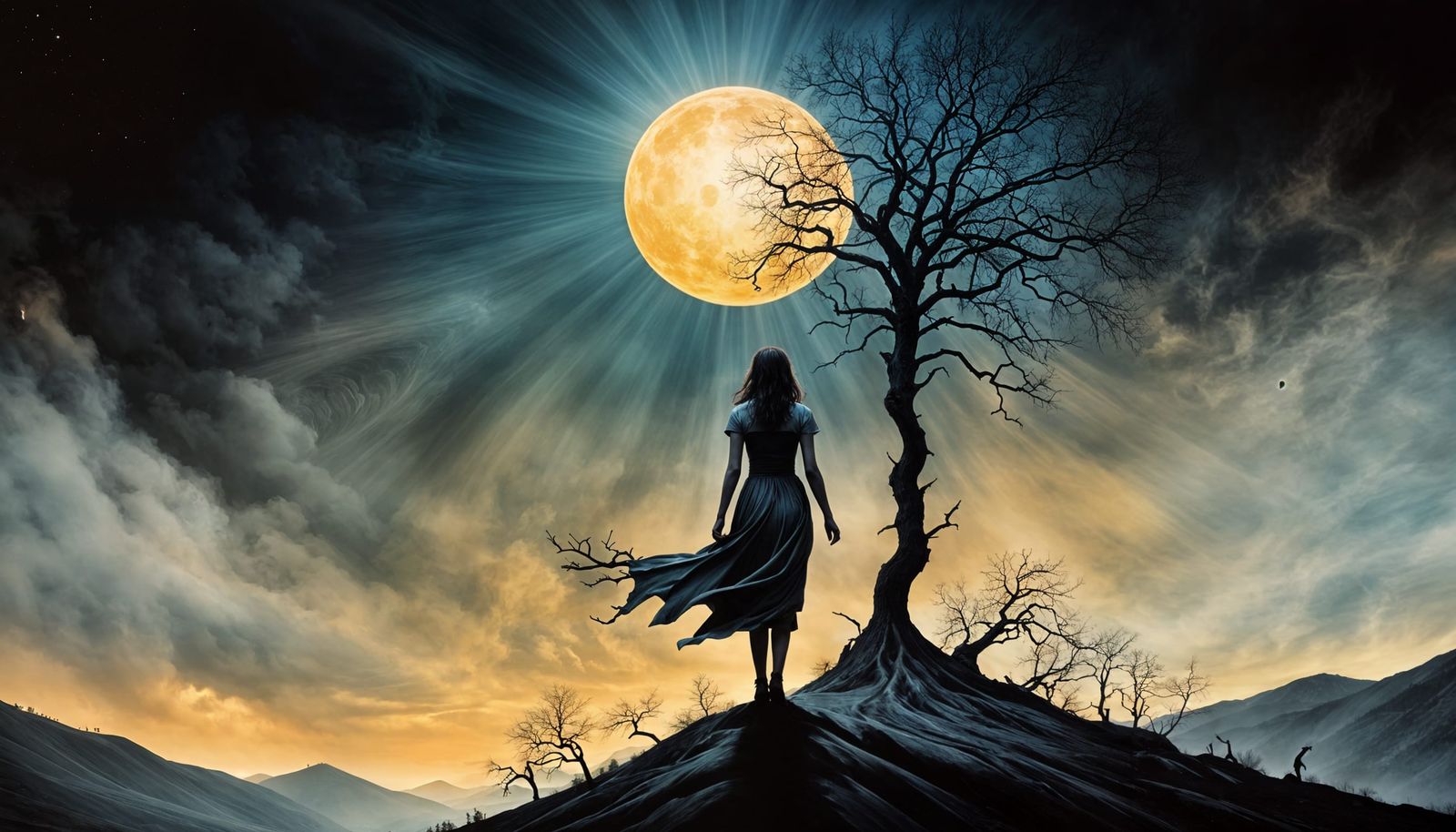 Surreal Black Sun Valley Landscape