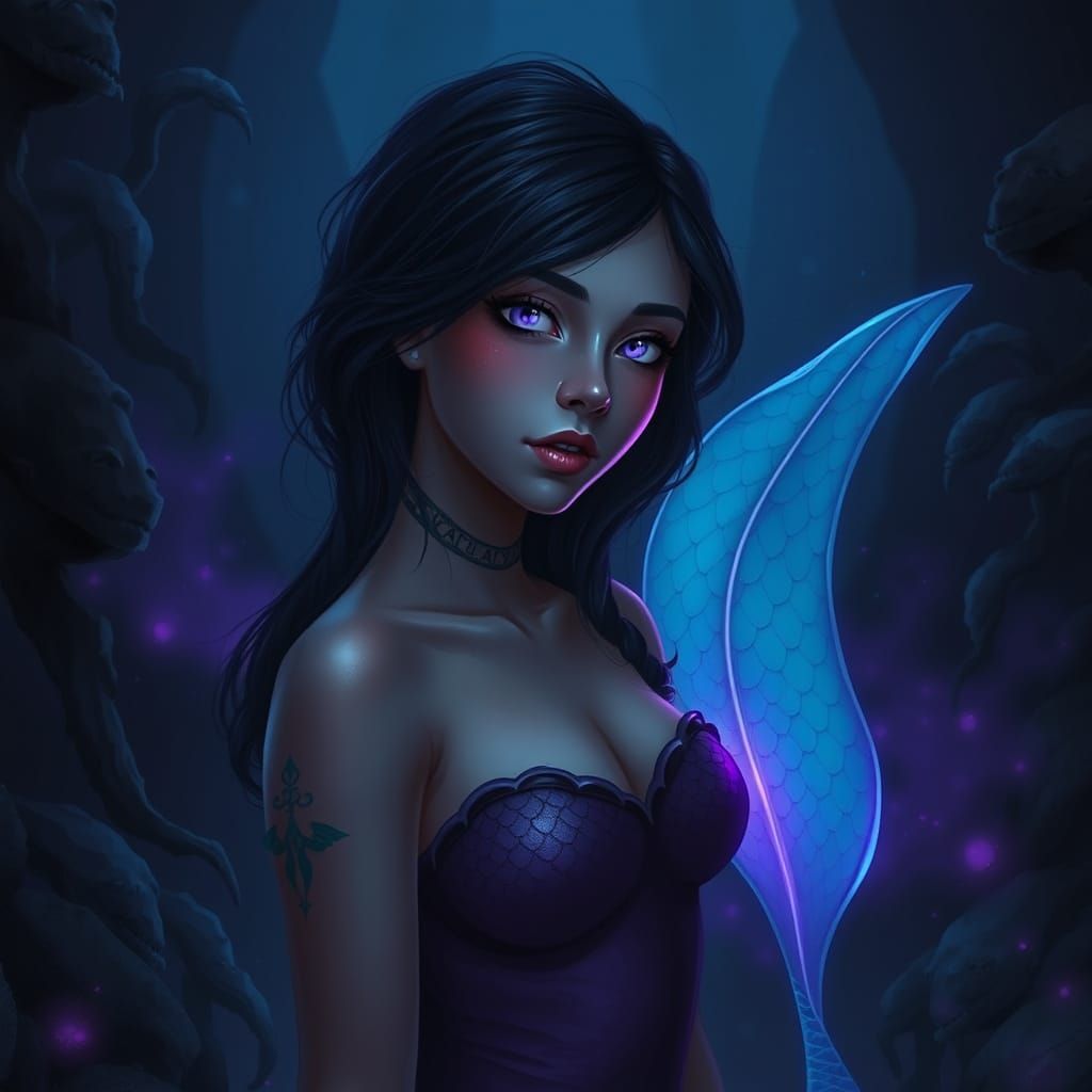 Bioluminescent Mermaid in Mystical Realism Style
