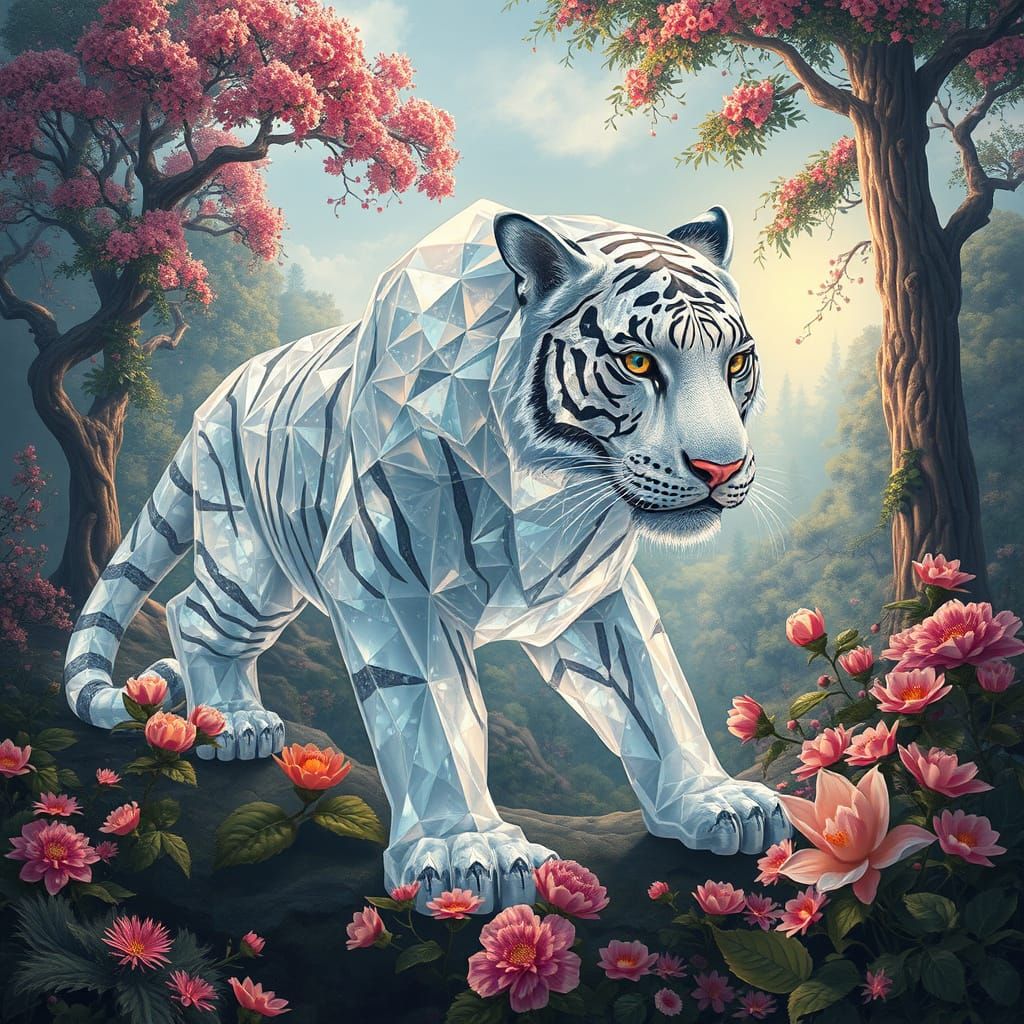 Crystal Tiger in Ethereal Paradise