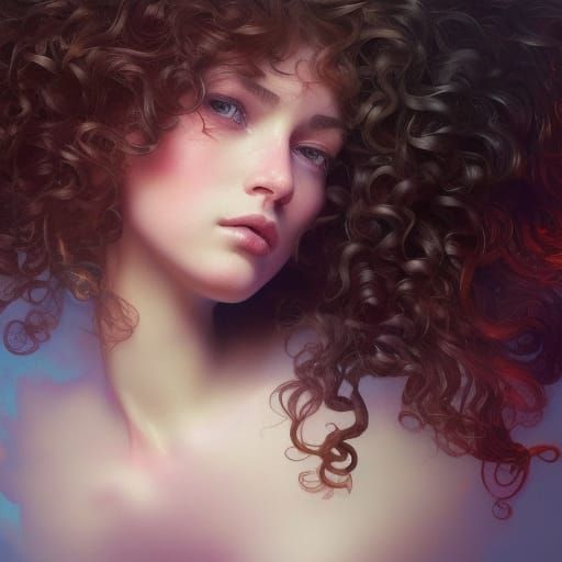 Curvy Woman in Moonlight: Hyperdetailed Portrait