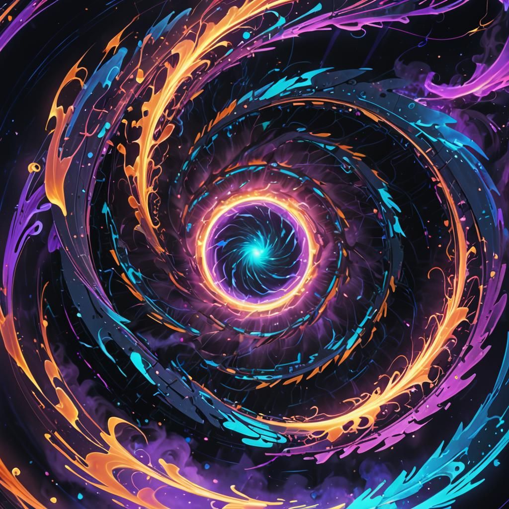 Cyberpunk Vortex with Neon Lights and Aurora