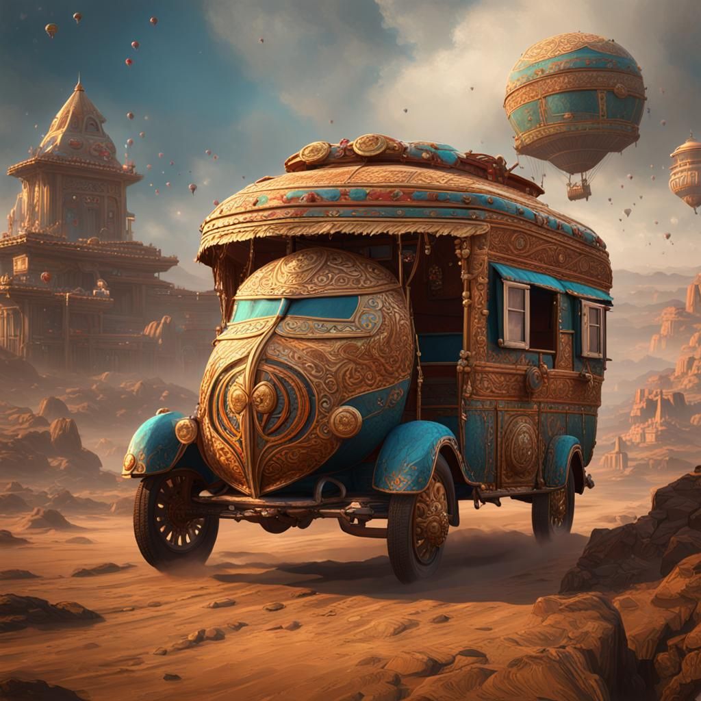 Luchador Nomad Caravan in Detailed Matte Painting