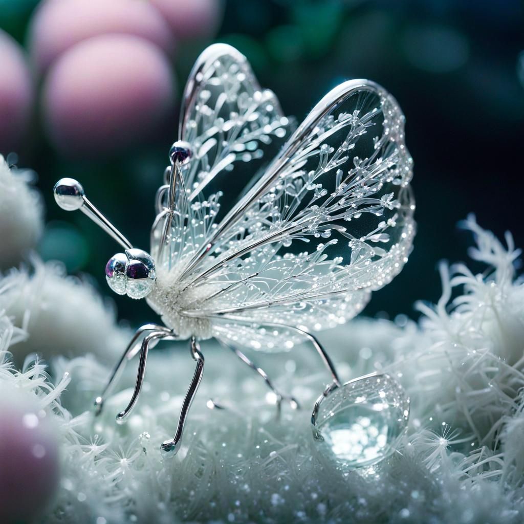 Crystal Butterfly Boops Kitten Nose in Anime Style