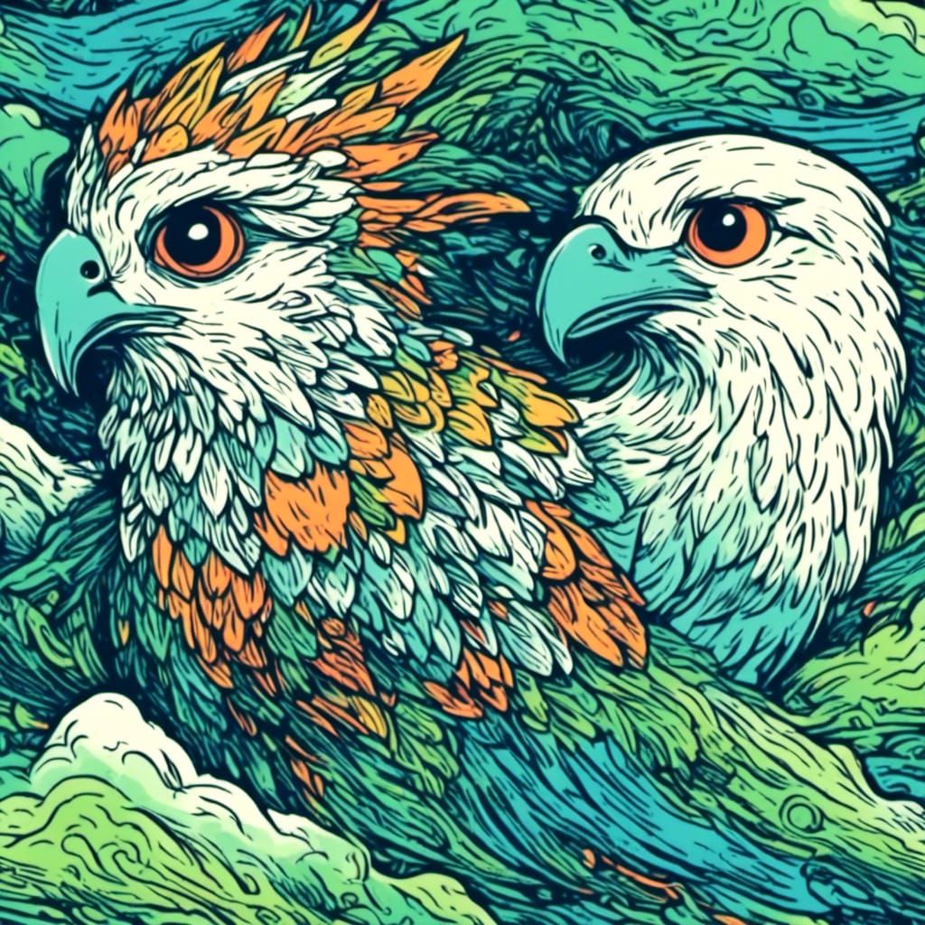 Cartoon Hawk Head in Flat Vector Comic Style