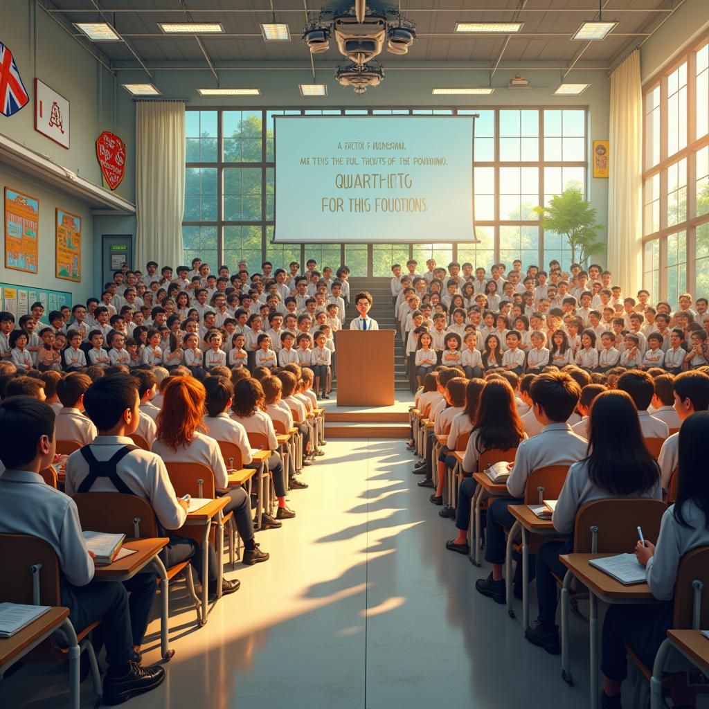 Students Receive Awards in Vibrant School Auditorium