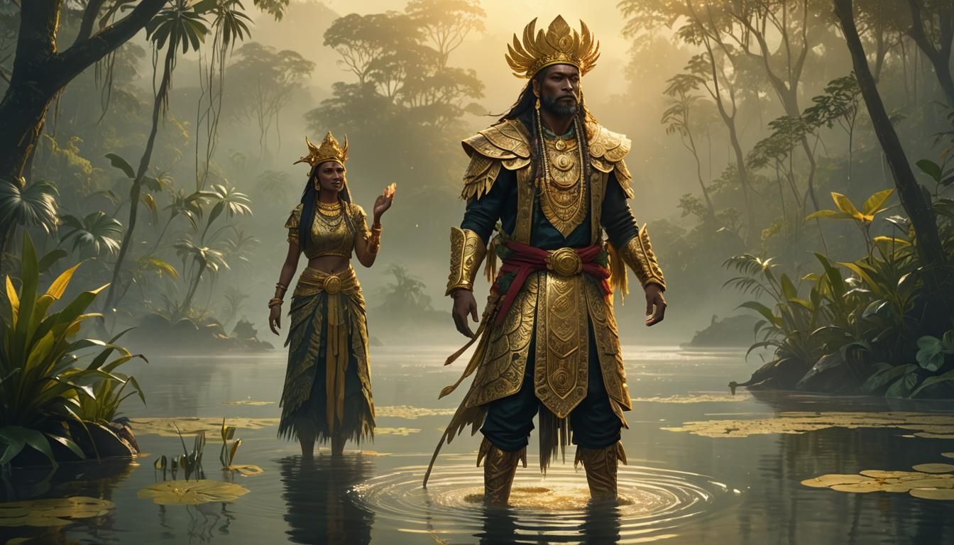 Muisca Leader at Misty Lake: Fantasy Concept Art