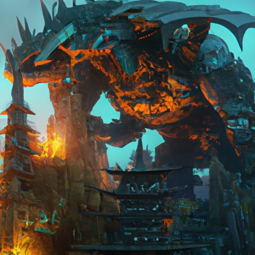 Japan Destroying God: Detailed Matte Painting