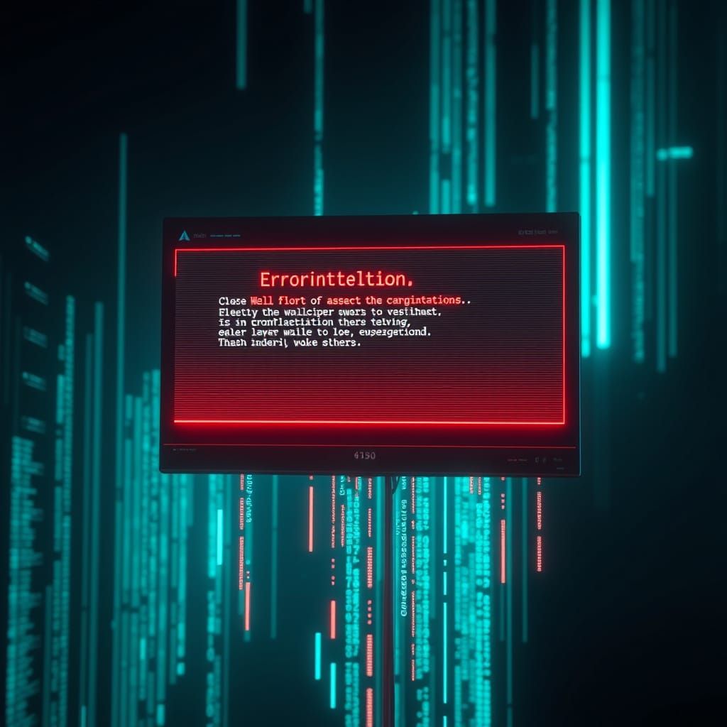 Futuristic Glitching Computer Screen in Cyberpunk Style