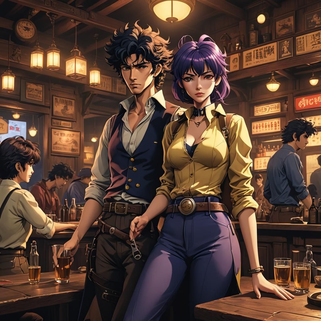 Cowboy Bebop Characters in Western Saloon, 3D Anime