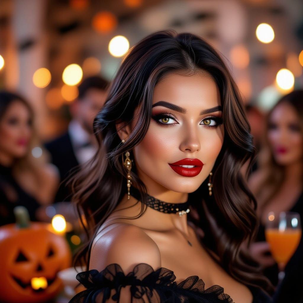 Attractive Woman at Halloween Party