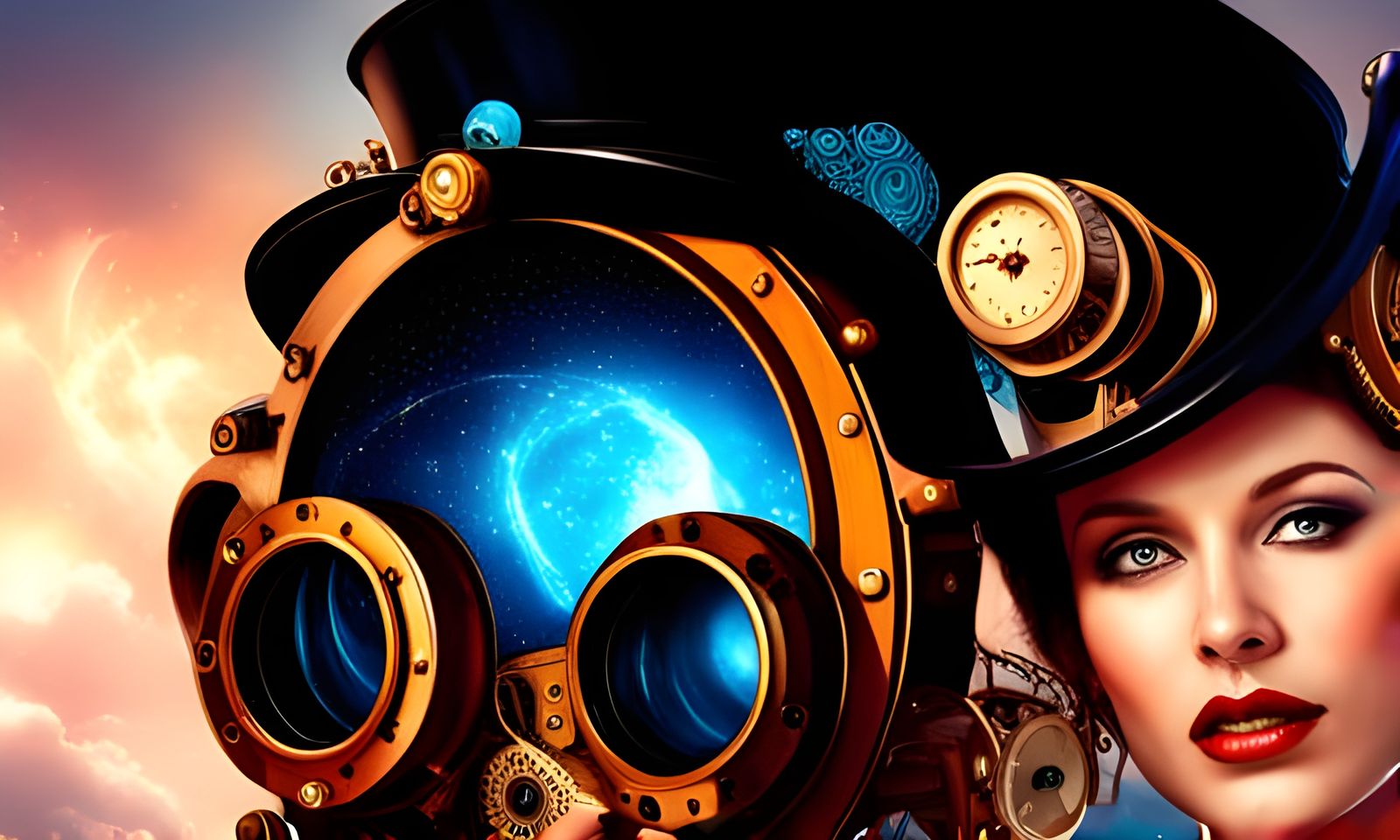 стимпанк, машина времени, богиня, точность науки, высокое разрешение 4к, steampunk engine