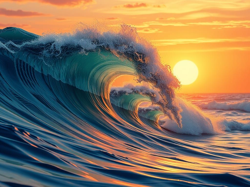 Ethereal Fractal Wave in Sunset Glow