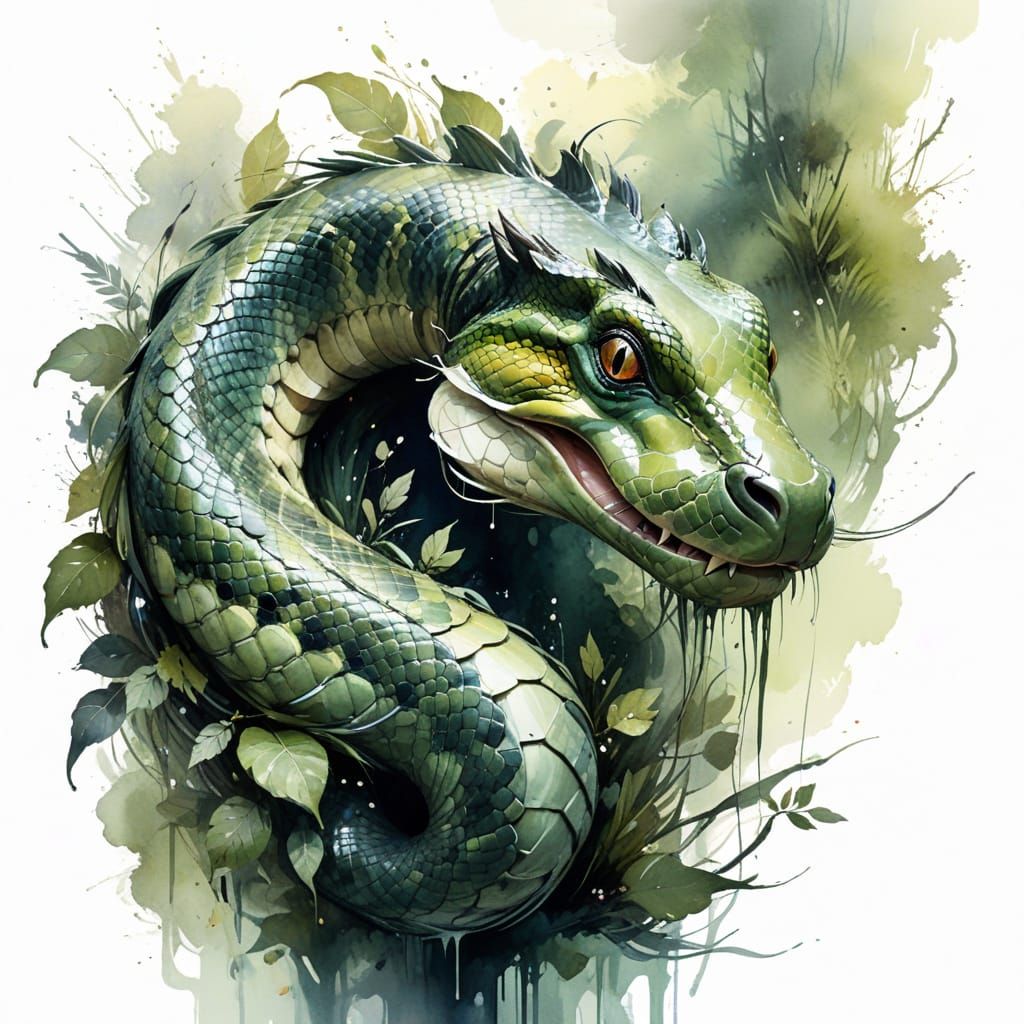 Colossal Anaconda Glides Through Dusk Swamp