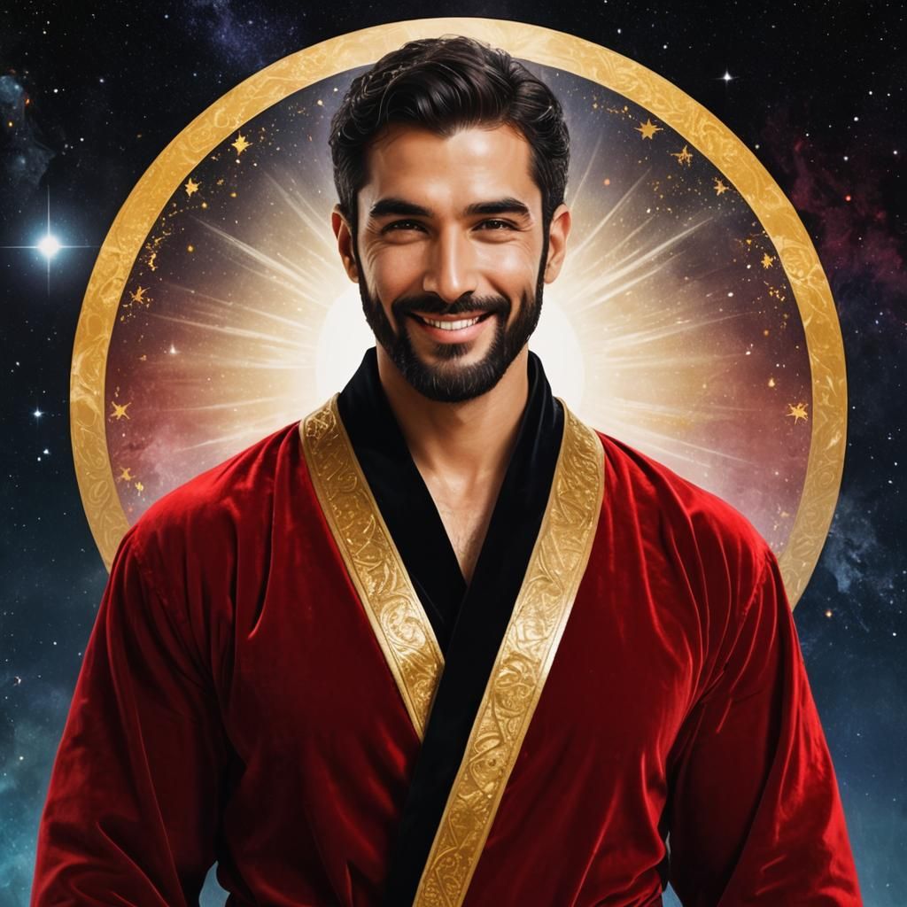 Radiant Portrait of Man in Red Velvet Robe