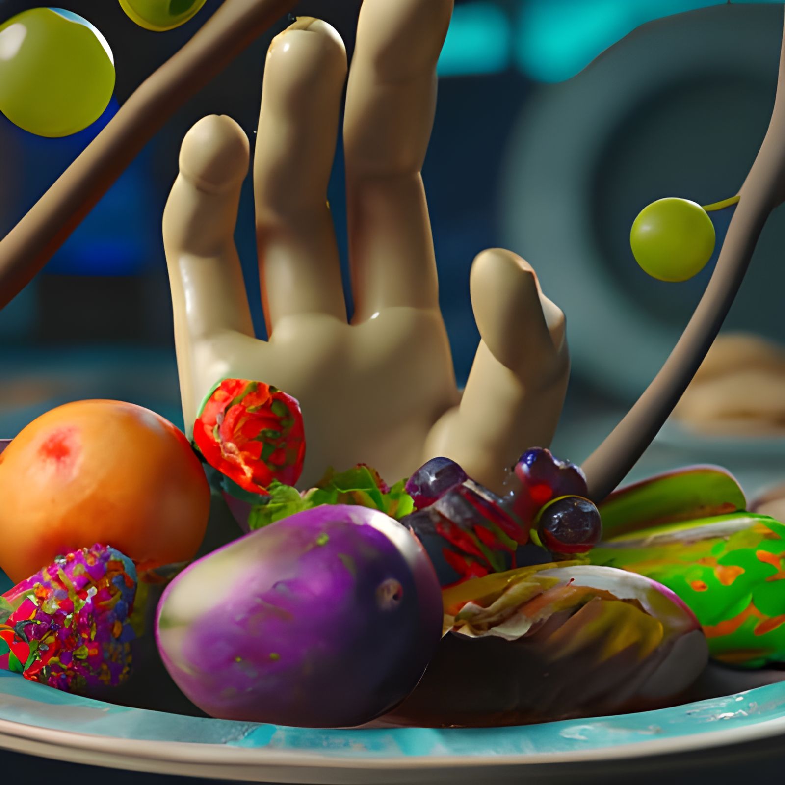 Detached Fingers and Fruit: Detailed Matte Painting