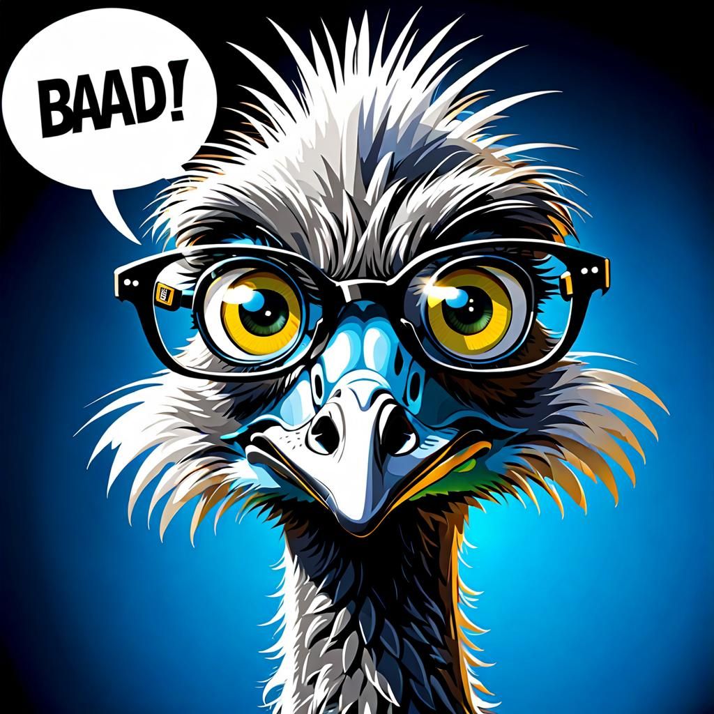 Whimsical Emu with a Bad Hair Day