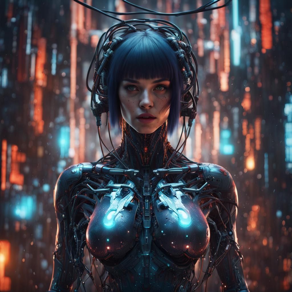 Beautiful Female Cyborg in Ghost in the Shell Style