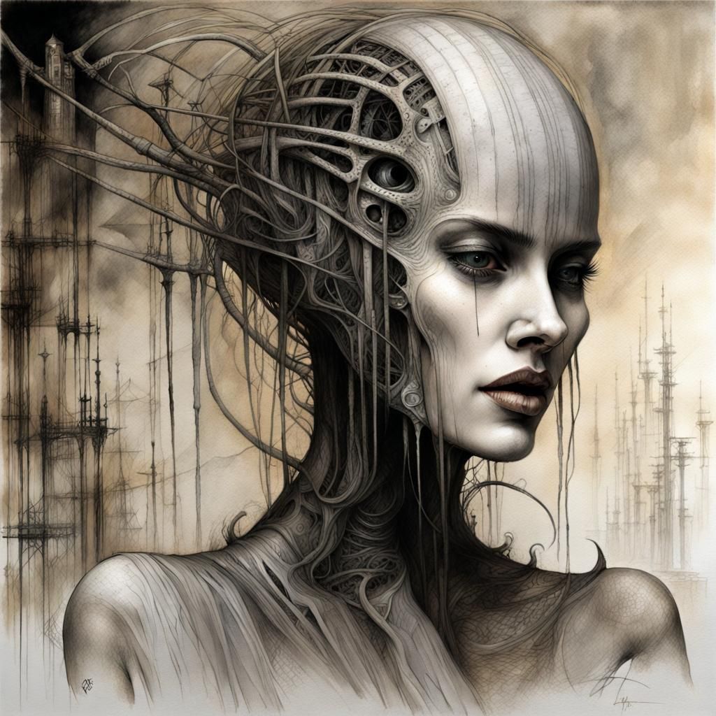 Woman in Gothic Horror Style: Fantasy Illustration