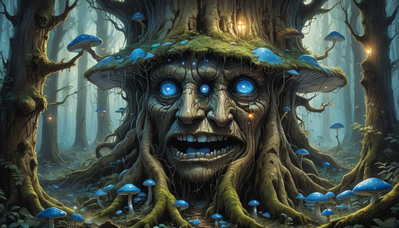 Enchanted Forest Spirit in Tree Bark