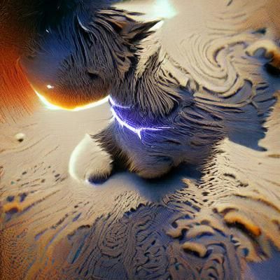 Cosmic Cat in Space Storm: 3D Rendered Art