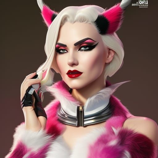 Gwenpool in Cruella De Vil Coat: Hyperdetailed Portrait