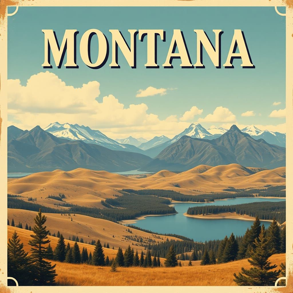 Montana Travel Poster in Vintage Style