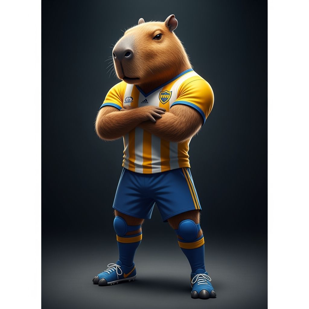 Fierce Capybara Mascot in Soccer Uniform