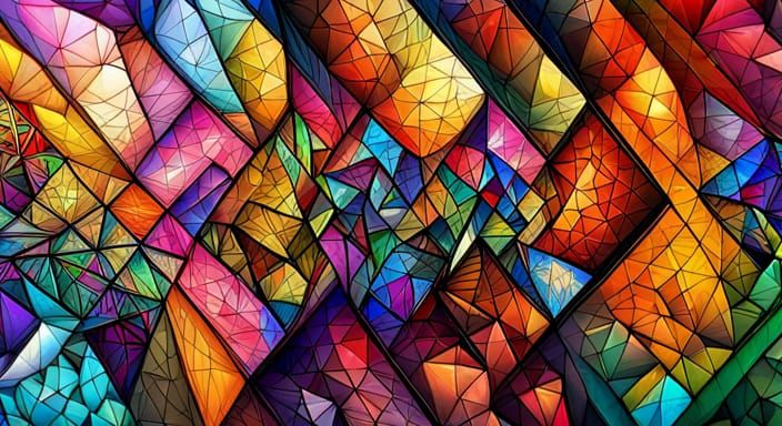 Geometric Abstract Art in Cubist Style