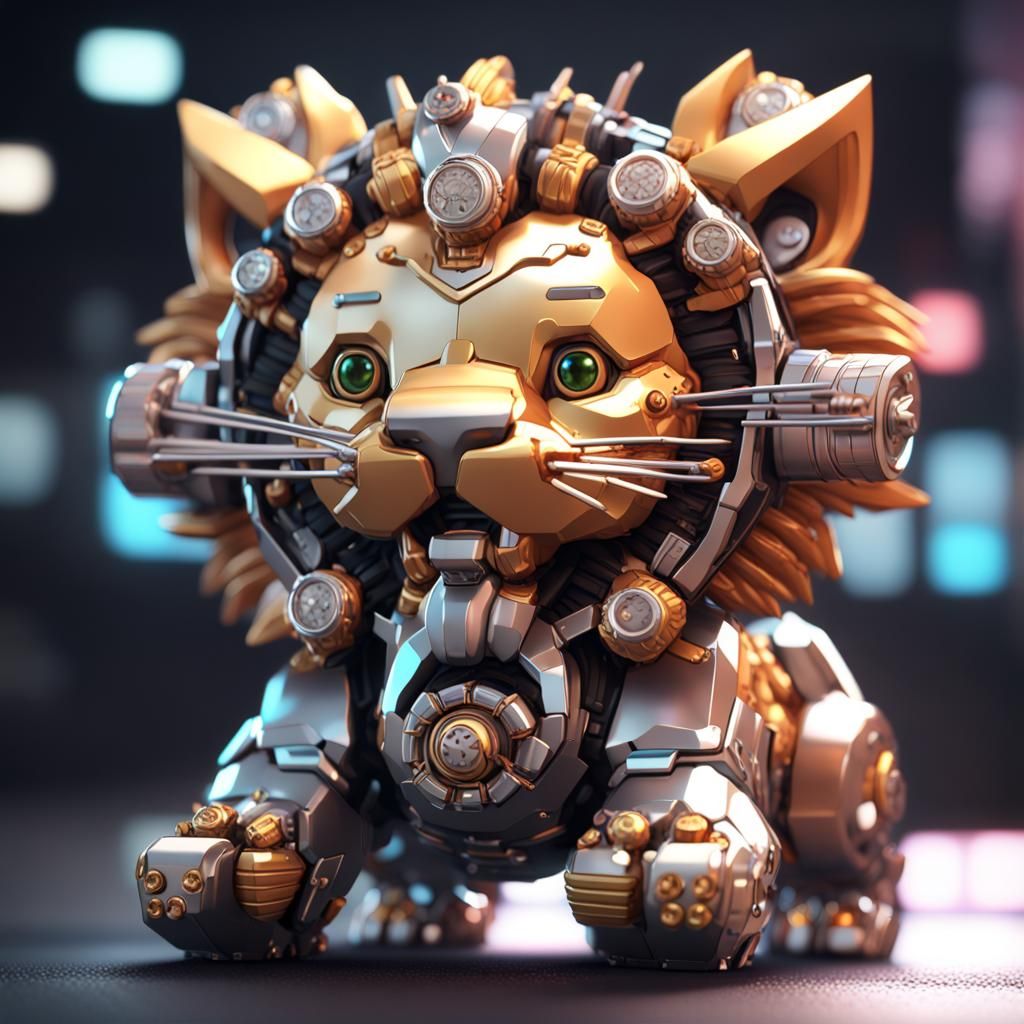 Cute Sushi Lion with Intricate Mech Details