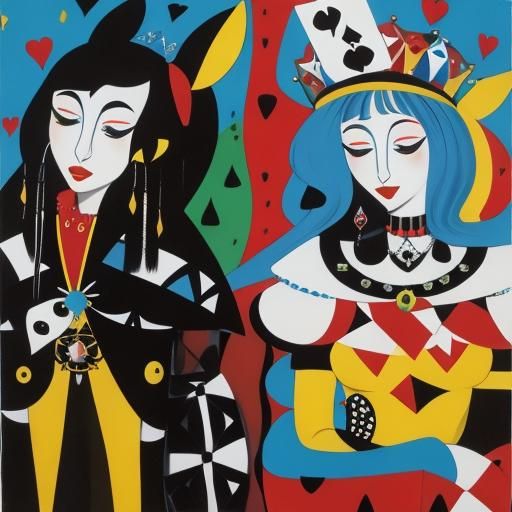 Queen of Hearts in Abstract Expressionist Style