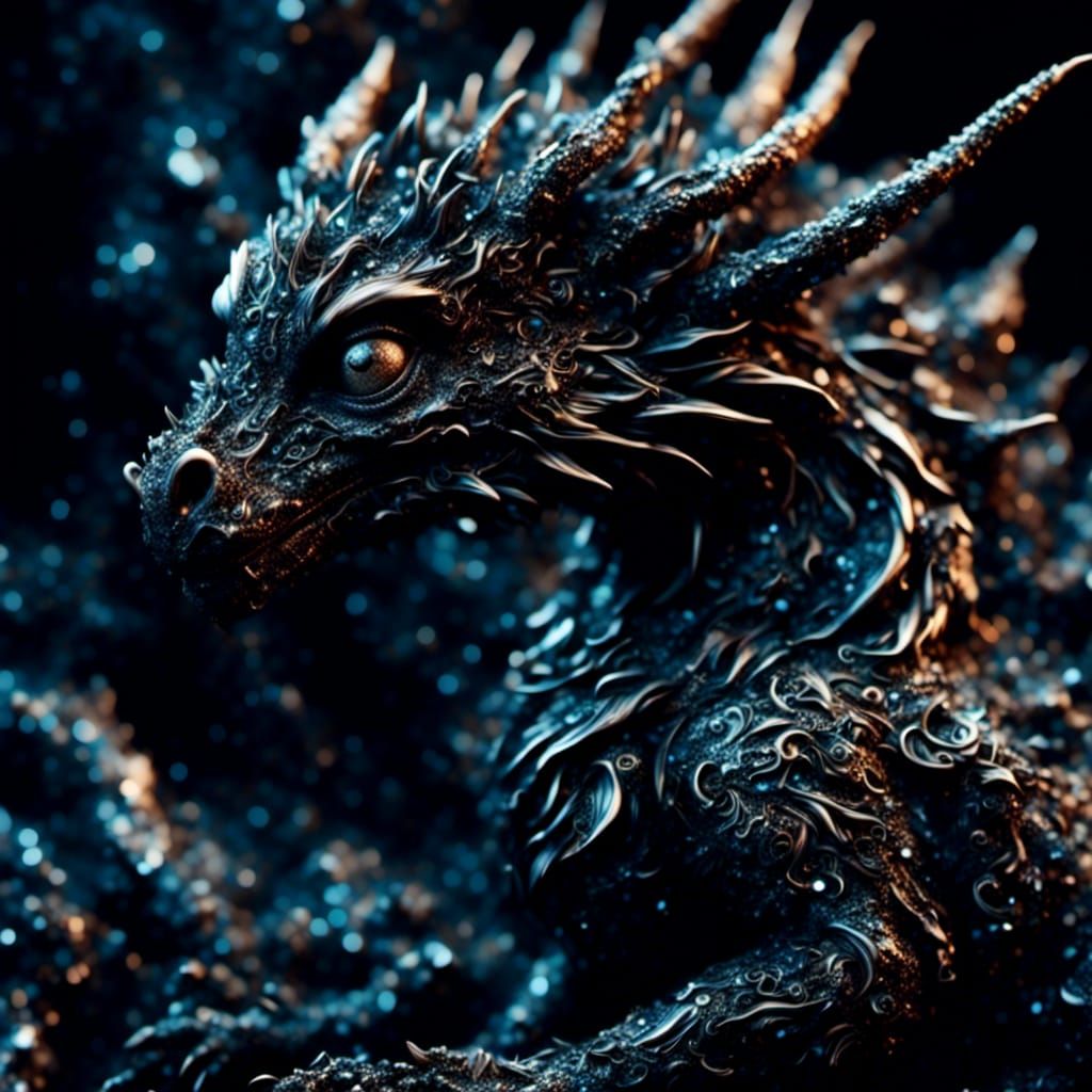 Close-Up of Patterned Baby Dragon with Lost Spark