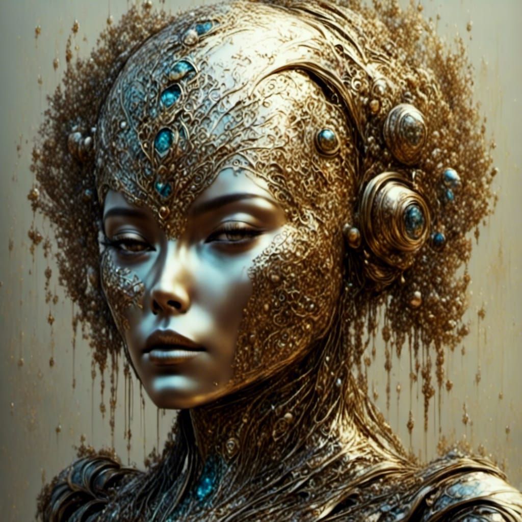 Gildpunk Robot in Gem-Encrusted Fabergé Style