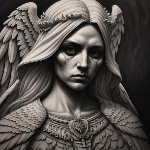 Angel of Death in Charcoal Drawing Masterpiece
