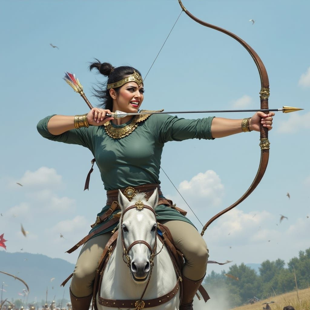 Scythian Mounted Archer in Battle Oil Painting