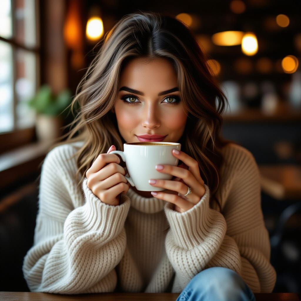 Intimate Portrait of a Demon Sipping Coffee