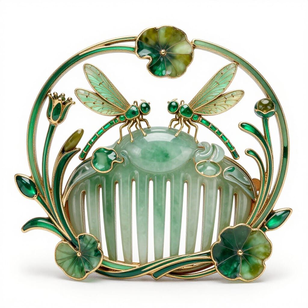 Art Nouveau Dragonfly Hair Comb in Lalique Style