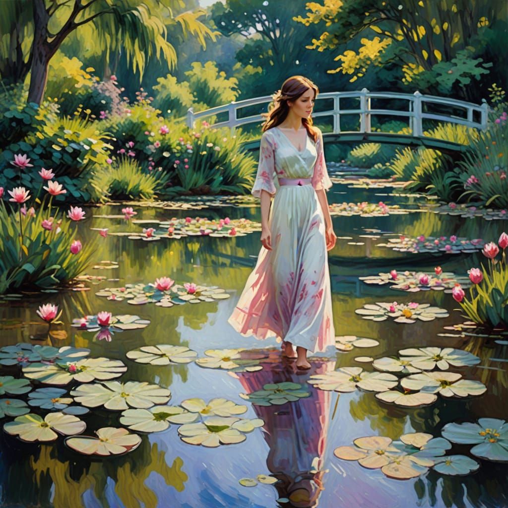 Anna Kendrick Strolls Near a Water Lily Pond in Dreamy Monet...