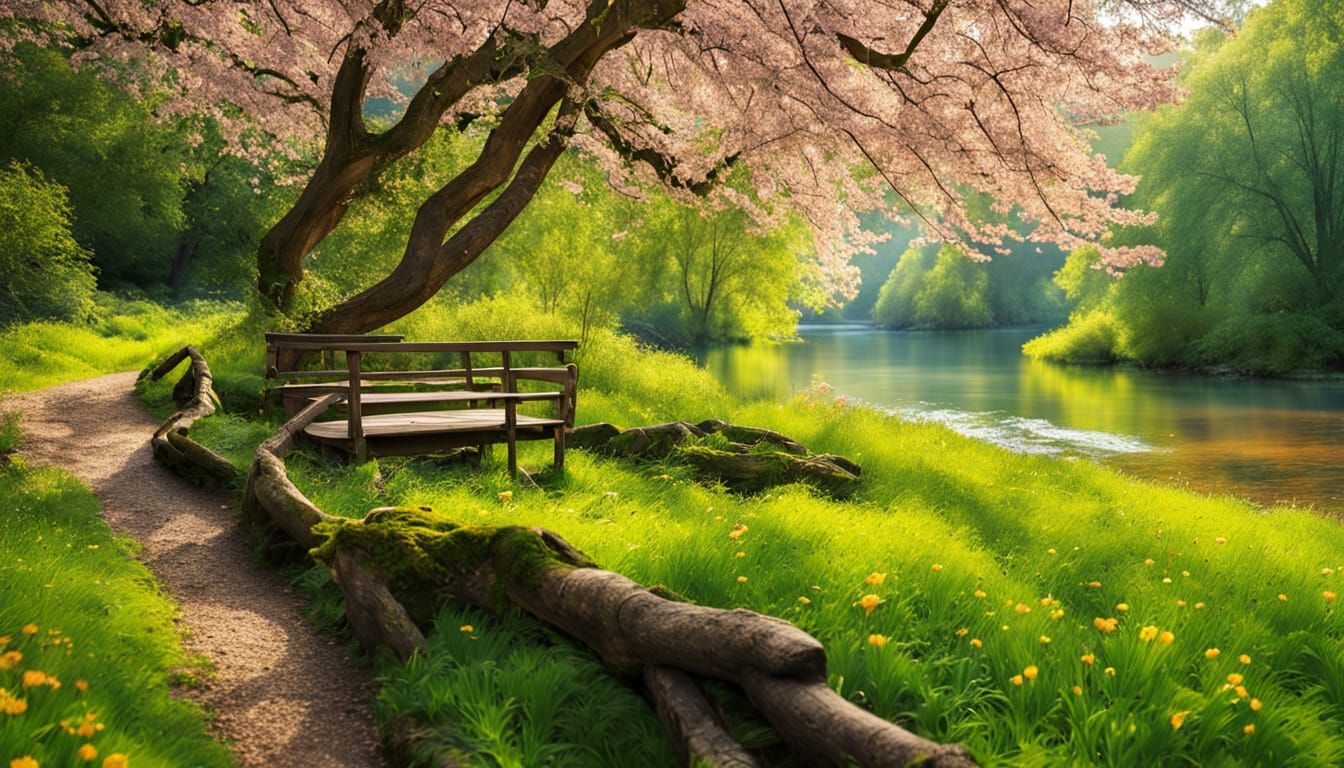 Vibrant Spring Landscape Photography in a Sunny Meadow